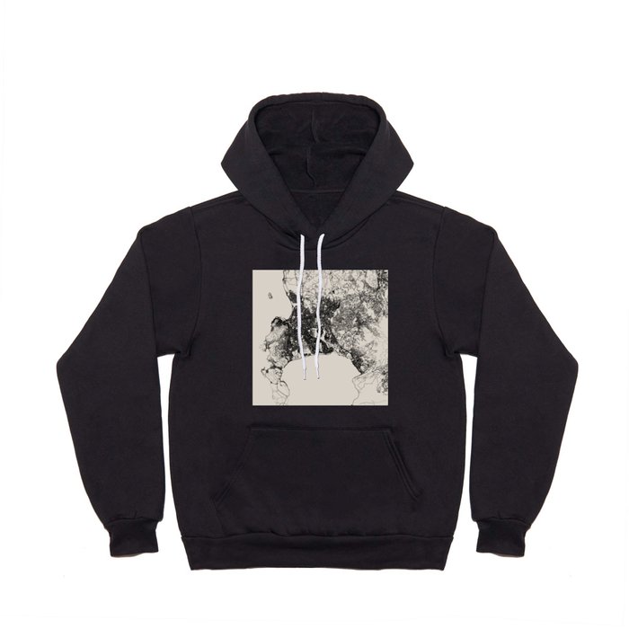 South Africa, Cape Town - Black and White City Map Drawing Hoody