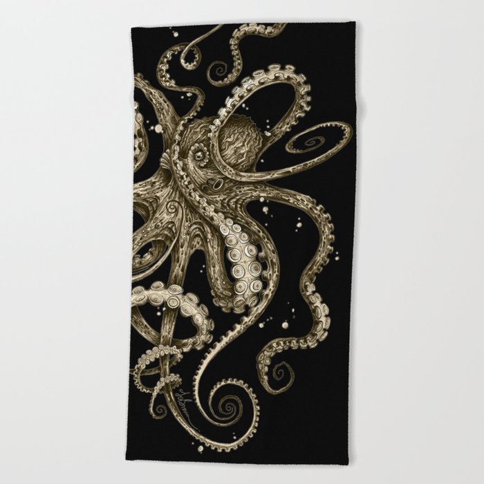 Octopsychedelia Sepia Beach Towel