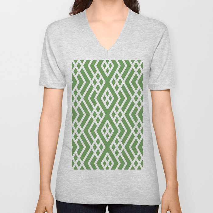 Green and White Geometric Shape Pattern 3 Pairs Coloro 2022 Popular Color Seaweed Green 062-55-25 V Neck T Shirt