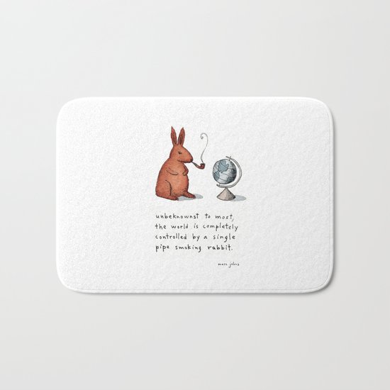 Pipe-smoking rabbit Bath Mat