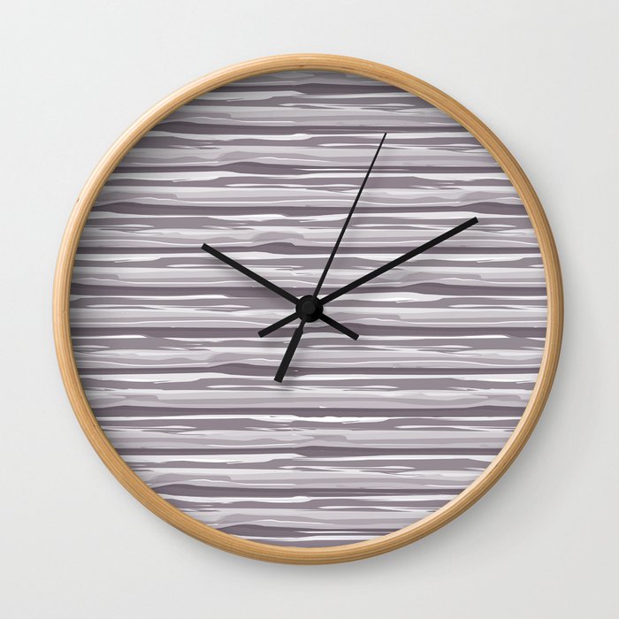 Dark Lavender - Muted Plum Horizontal Grunge Lines Parable Farrow and Ball Brassica Purple 271 Wall Clock