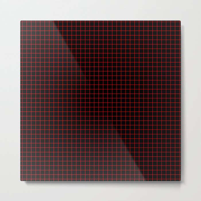 Dark Red Grid Metal Print