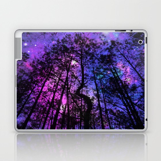 Black Trees Purple Fuchsia Blue space Laptop & iPad Skin