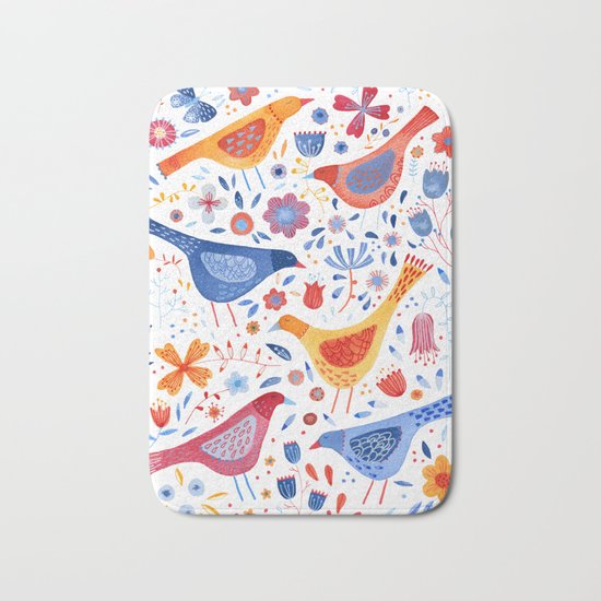 Birds in a Garden Bath Mat