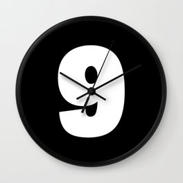 9 (White & Black Number) Wall Clock