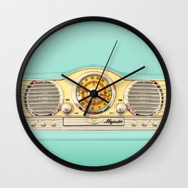 Blue teal Classic Old vintage Radio Wall Clock