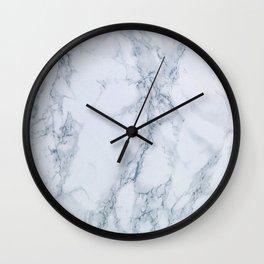 Elegant Creamy White Marble with Light Blue Veins Wall Clock