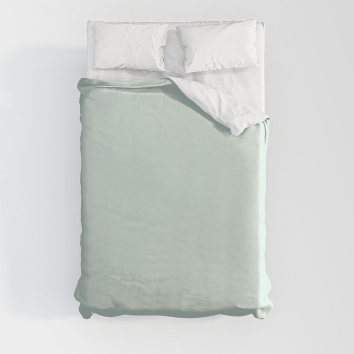 Pale Seafoam Solid Color Pairs To Sherwin Williams 2021 Trending Color Embellished Blue SW 6749 Duvet Cover