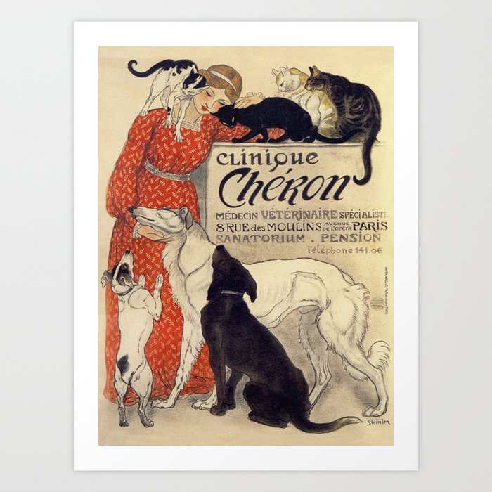 Animal Vet Ad Art Nouveau Poster Art Print