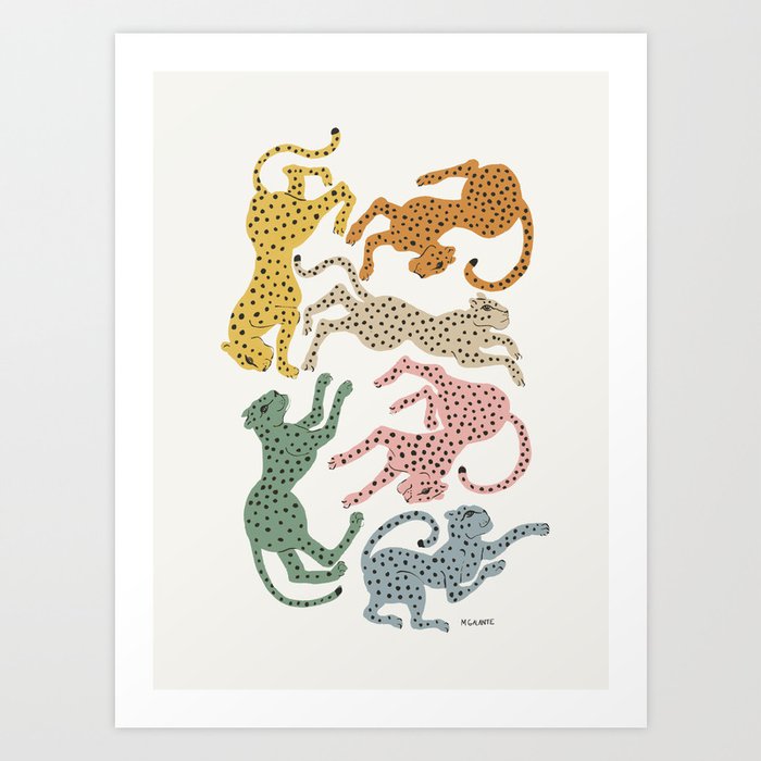 Rainbow Cheetah Kunstdrucke | Gemälde, Muster, Black-and-white, Acrylic, Aquarell, Vintage, Pop-art, Illustration, Gepard, Nursery