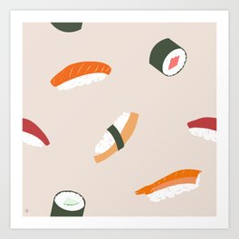 Retro Sushi Pattern Art Print