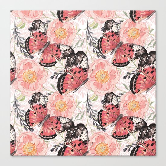Flowers & butterflies #3 Canvas Print