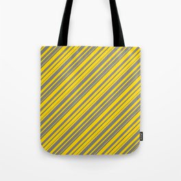 [ Thumbnail: Gray & Yellow Colored Lined Pattern Tote Bag ]