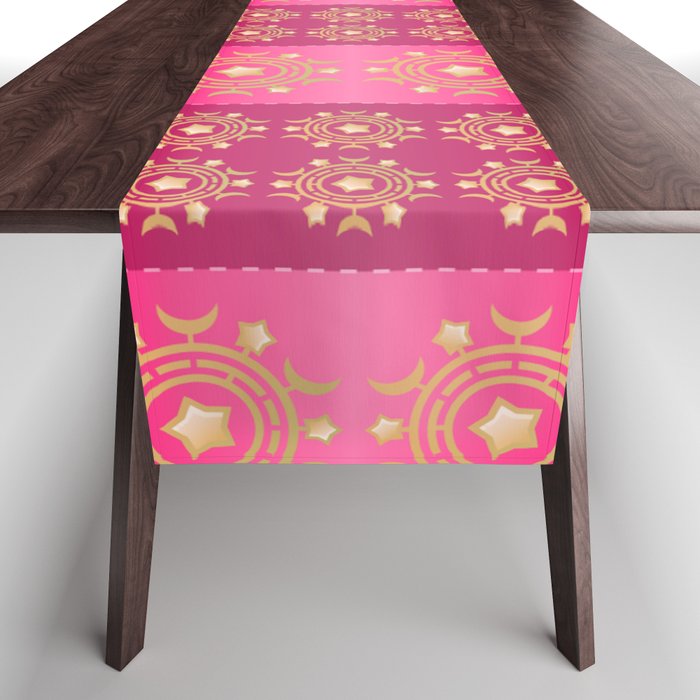 Pink Background Pattern Design Table Runner