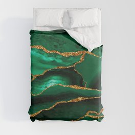 Abstract Green And Gold Emerald Marble Landscape  Duvet Cover