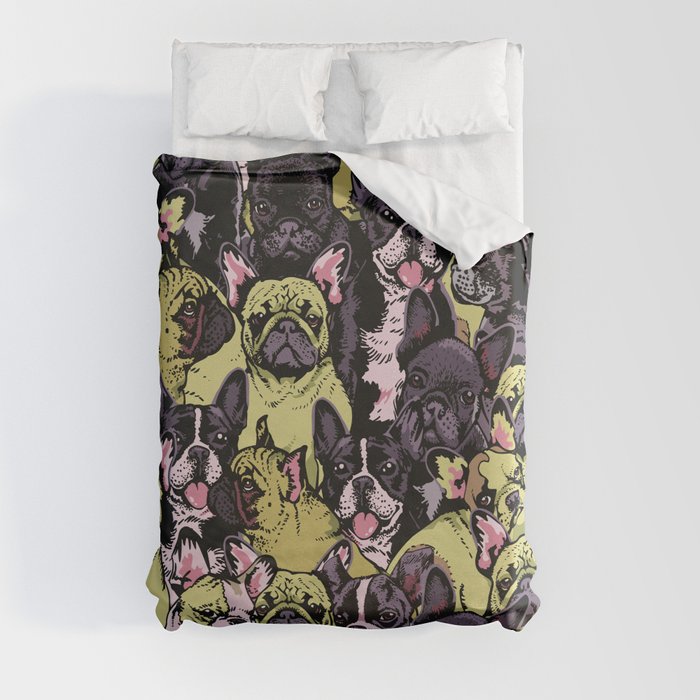 Social French Bulldog Duvet Cover by Huebucket Society6