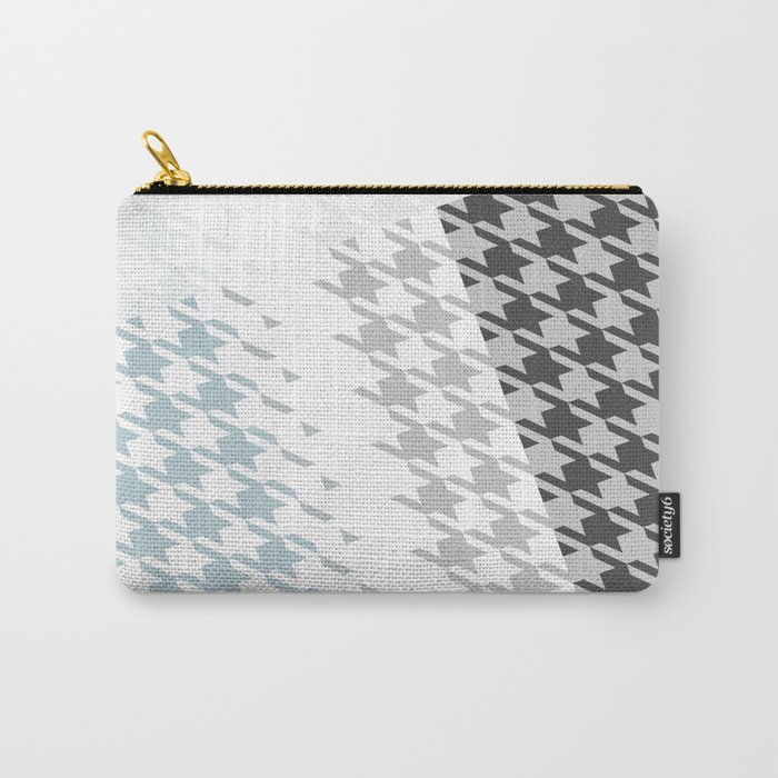 Modern Houndstooth Reinterpreted A – Navy / Gray / White Checked Pattern Carry-All Pouch