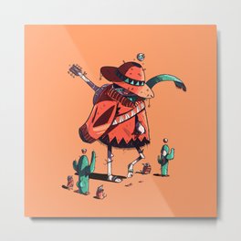 El Enchilada Misterioso  Metal Print | Cactus, Pattern, Guitar, Psychedelic, Skull, Curated, Orange, Digital, Drawing, Hat 