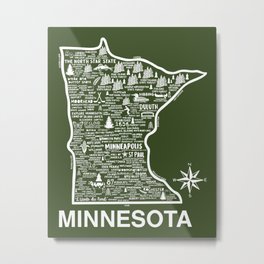 Minnesota Map Metal Print | Black And White, Greatlakes, Typography, Minneapolis, Pattern, Minnesotaart, Stpaul, Digital, Minnesotadrawing, Minnesotamap 