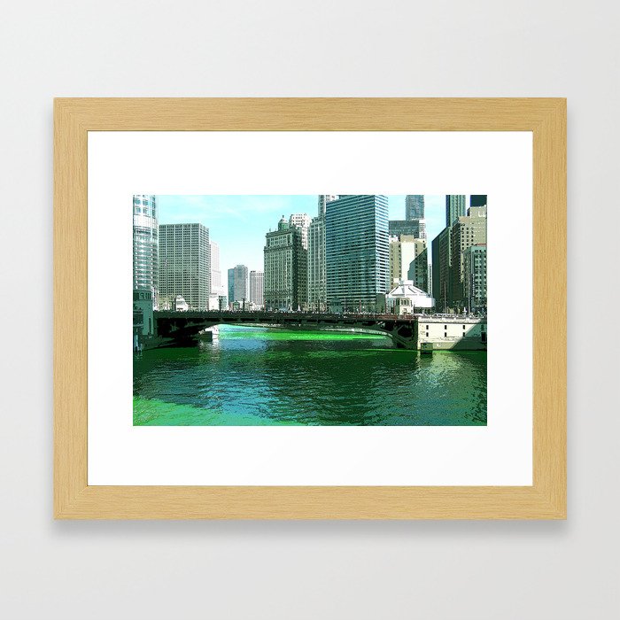 Chicago River on St. Patrick's Day #Chicago Framed Art Print