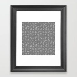 Grey and White Gems Pattern Framed Art Print