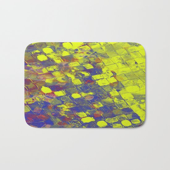 Take The First Step - Abstract, blue and yellow pattern Bath Mat