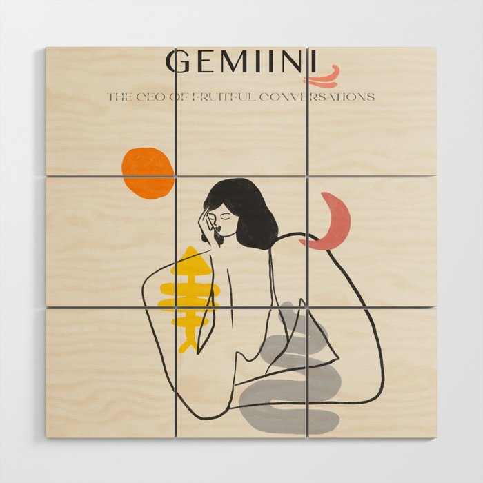 Gemini Zodiac Sign Gemini Art Wood Wall Art