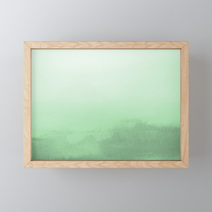 Pastel Melon Green Watercolor Ombre Gradient Blend Pairs to 2020 Color of the Year Neo Mint Framed Mini Art Print
