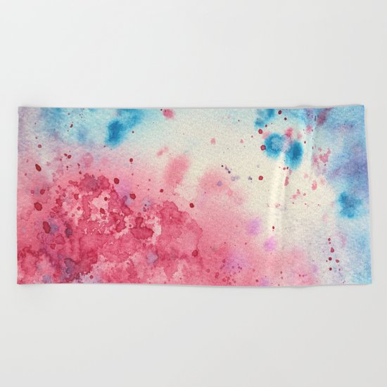 When pink meets blue || watercolor Beach Towel
