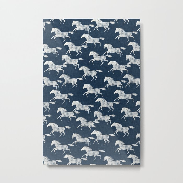 wild horses - denim blue Metal Print