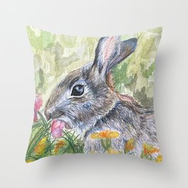 Garden Rabbit Throw Pillow
