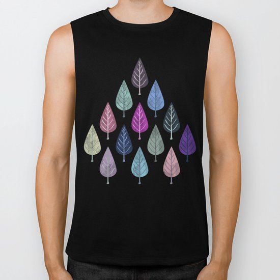 Watercolor Forest Pattern III Biker Tank