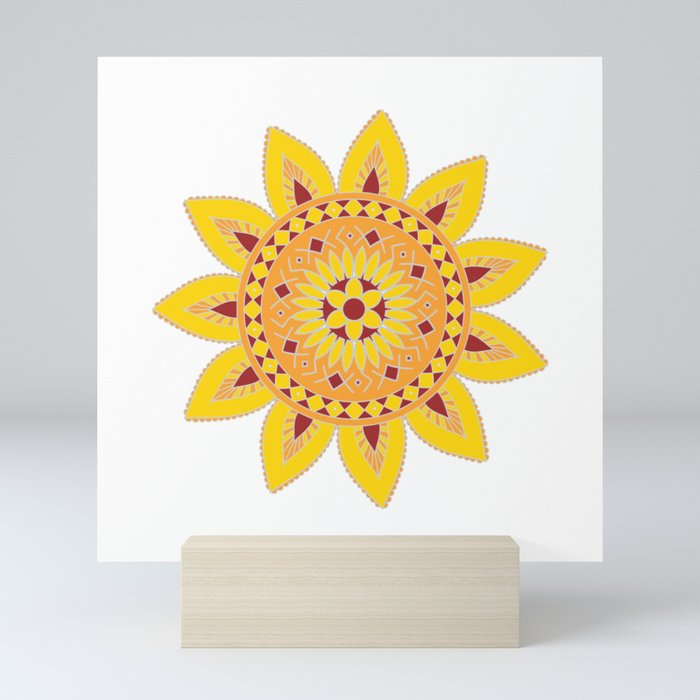 Sunflower Mandala Mini Art Print