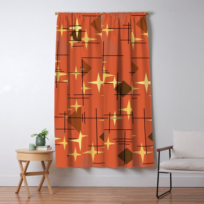 Midcentury Modern Pattern Burnt Orange Blackout Curtain By Zennykenny Society6