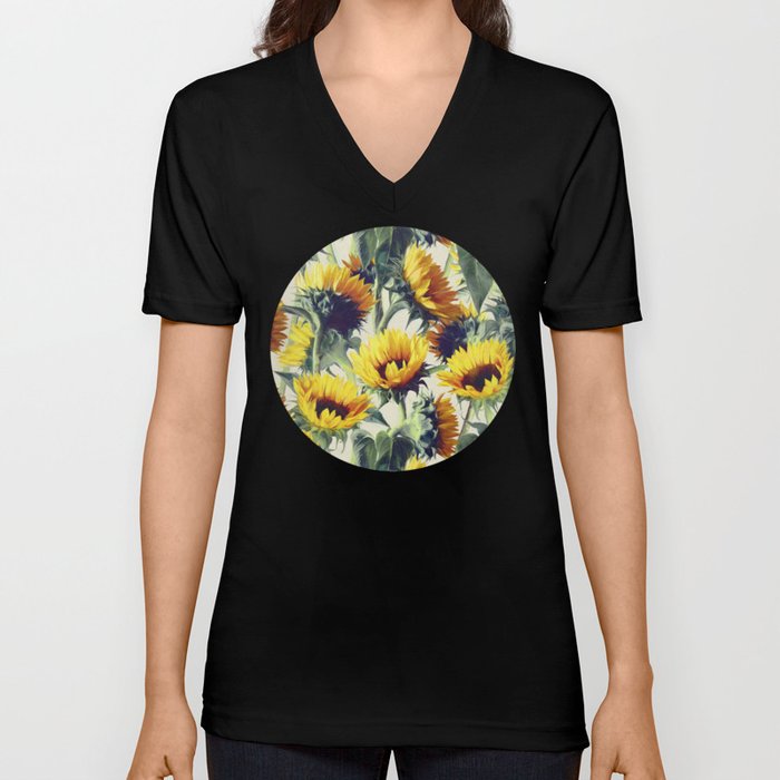 Sunflowers Forever V Neck T Shirt