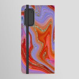 Hand Painted Very Peri And Sun Marble Texture Android Wallet Case