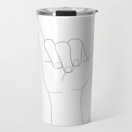 Minimal Line Art Shaka Hand Gesture Travel Mug