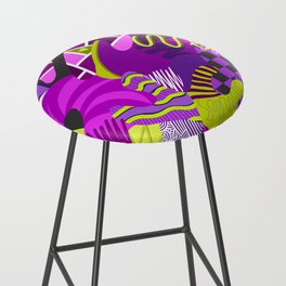 Abstract geometric colorful pattern with green and purple tones Bar Stool