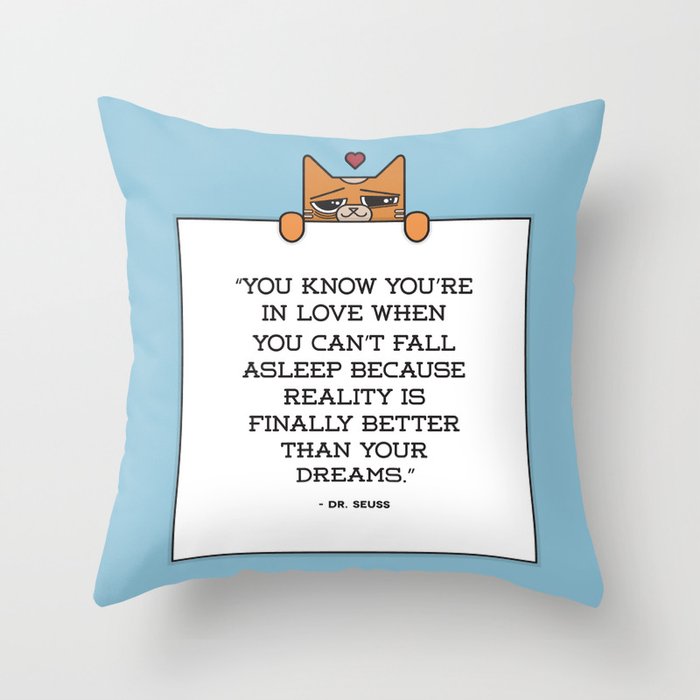 'In Love' Seuss Cat Throw Pillow
