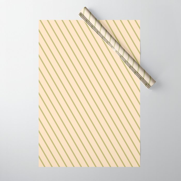 Dark Khaki and Bisque Colored Lines Pattern Wrapping Paper