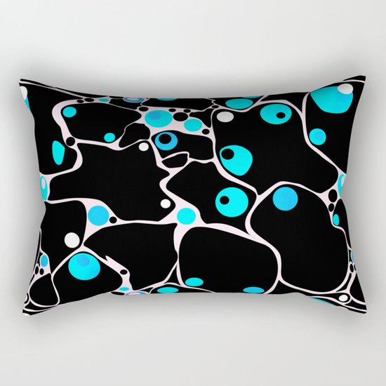 A series of "Covers for notebooks" . Abstract pattern black / white and blue polka dots . Rectangular Pillow
