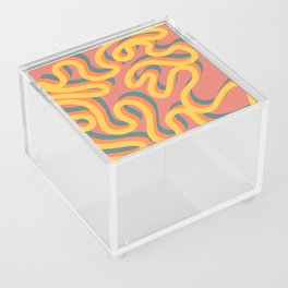 Enae - Orange and Green Retro Ribbon Swirl Pattern on Red Acrylic Box