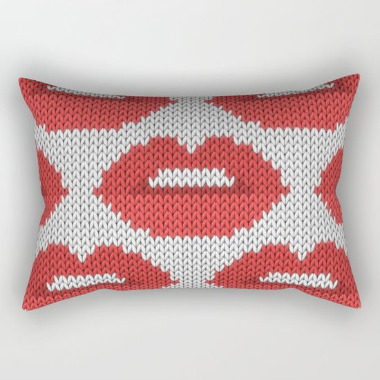 Lips pattern - white Rectangular Pillow