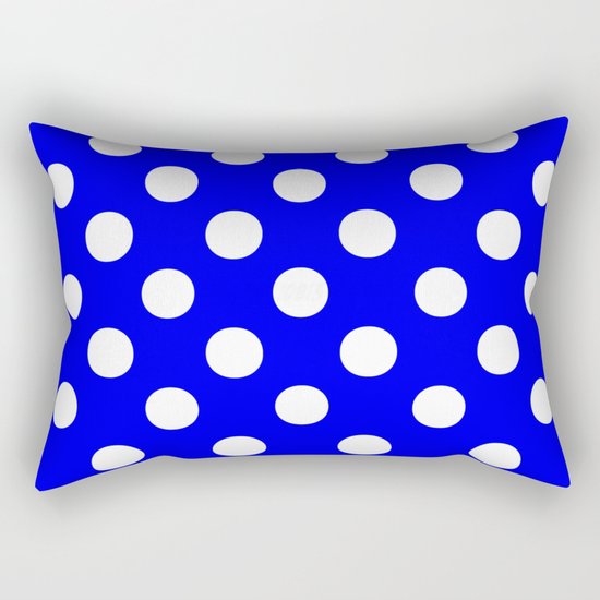 Polka Dots (White/Blue) Rectangular Pillow