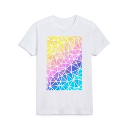 Golden Yellow, Violet and Aqua Abstract Thick Wireframe Geometric Design Kids T Shirt