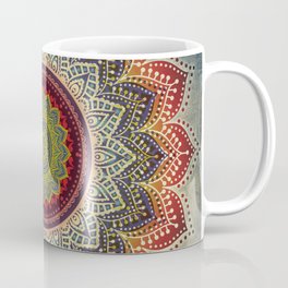 Retro Folk Art - Spirit Lotus Mandala Blue Red Coffee Mug | Peace, Kaleidoskop, Folklore, Folkart, Mind, Lotus, Ethno, Mandala, Blue, Red 