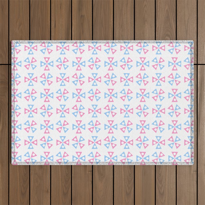 Symmetric patterns 174 blue and pink Outdoor Rug