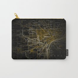 Detroit Michigan Black Dark Map Carry-All Pouch