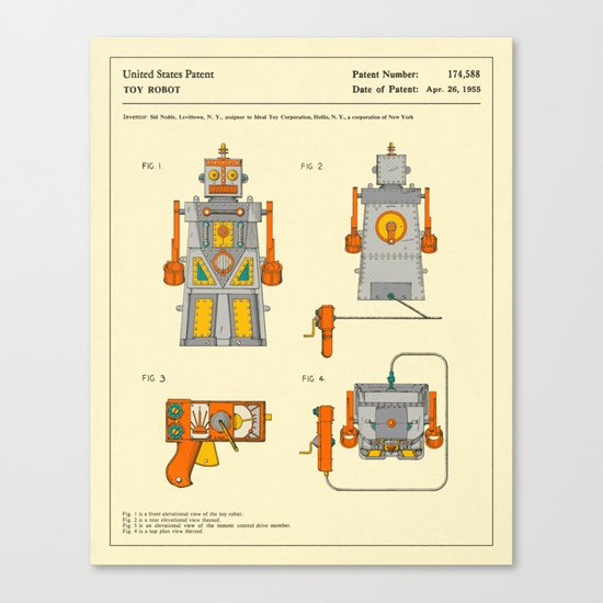Robot Patent (1955) Canvas Print