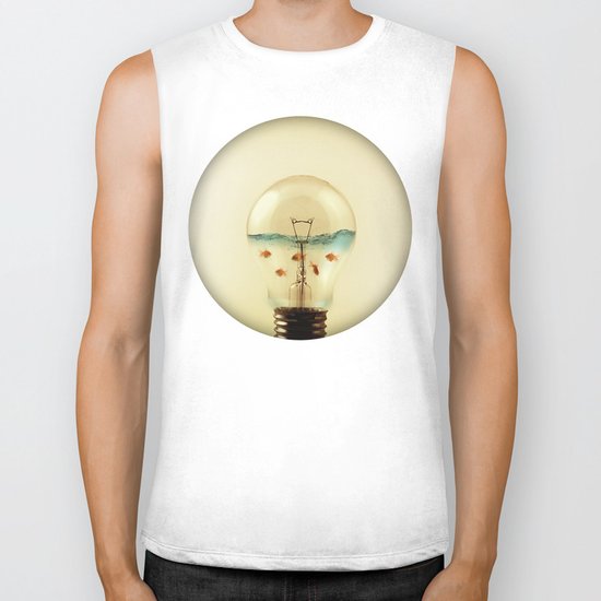 gold fish globe Biker Tank